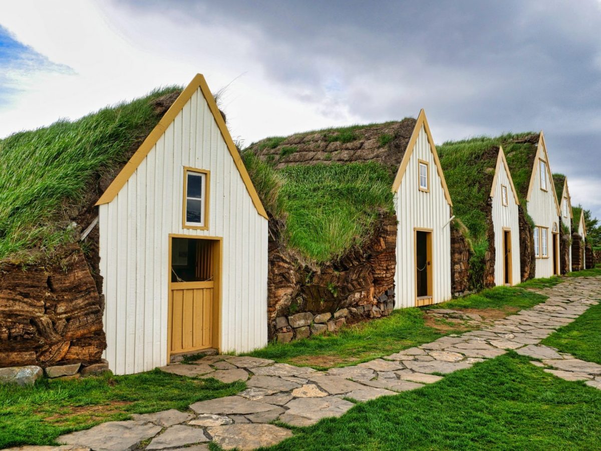 cute traditional icelandic turf houses