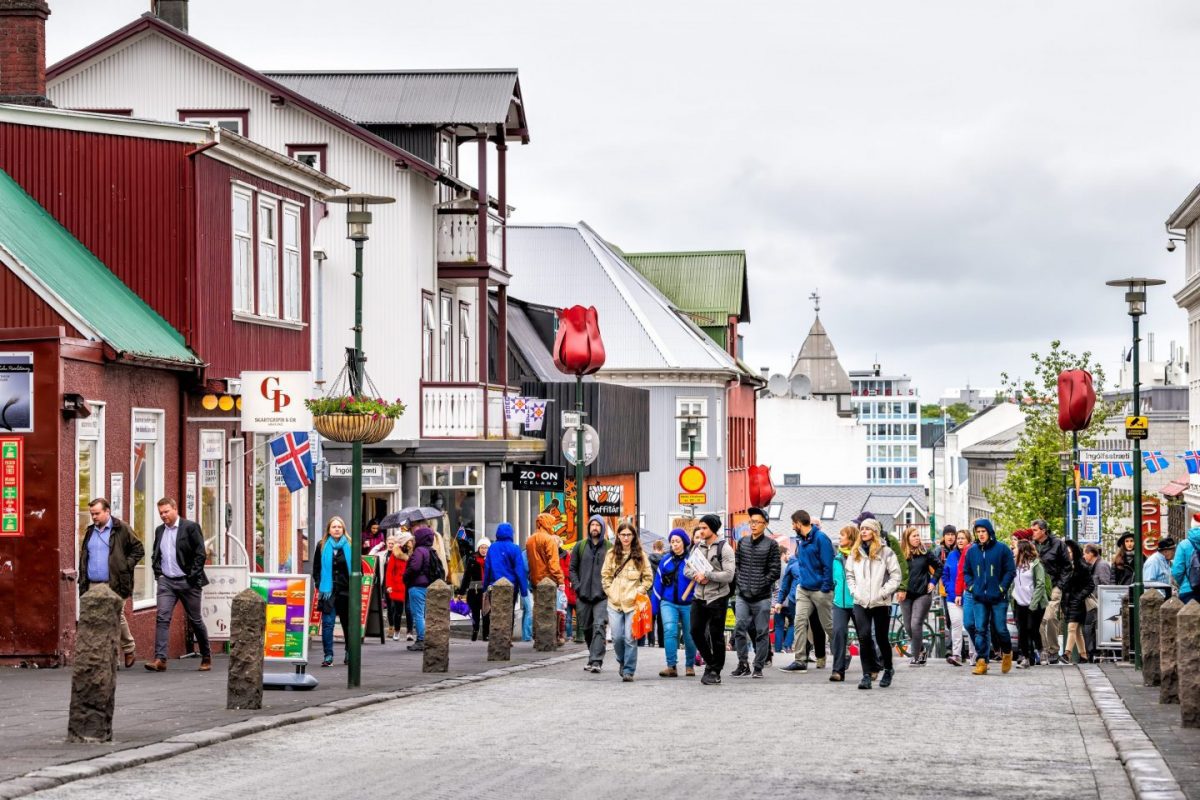 the main shopping street laugavegur in reykjavik