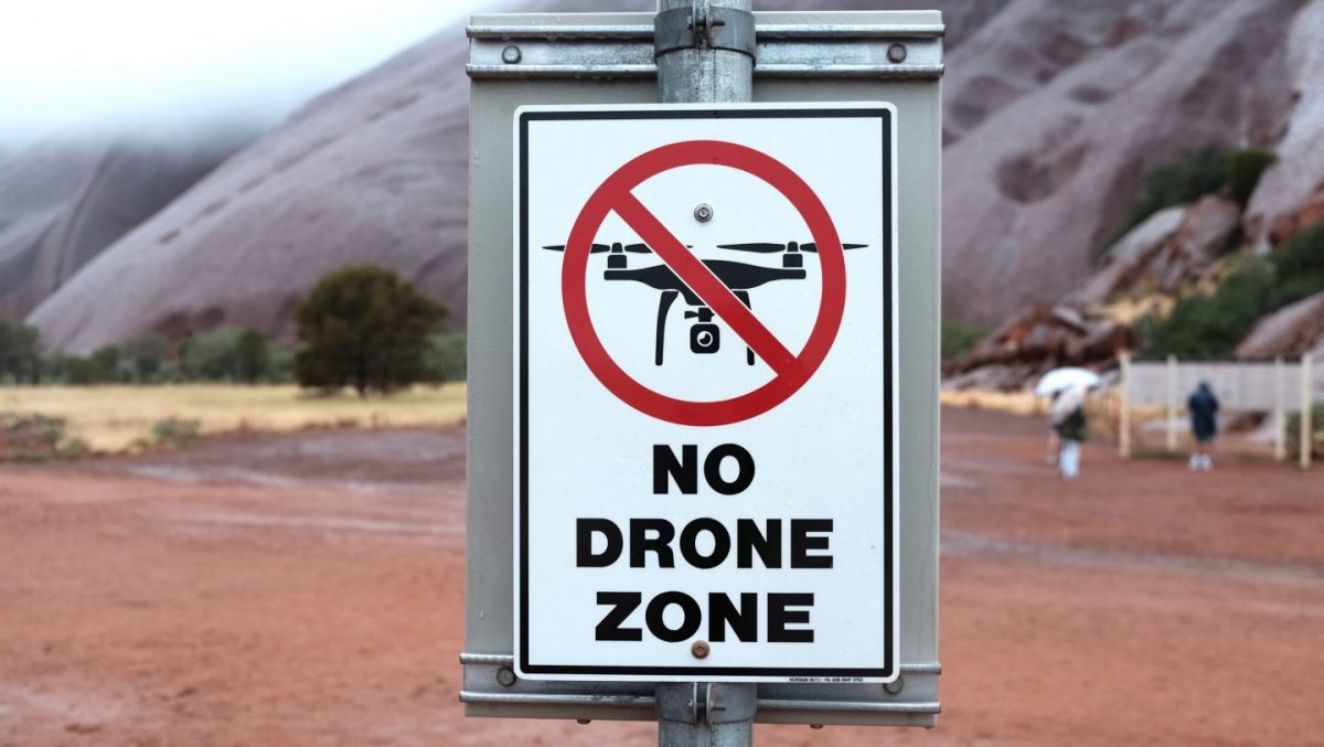 a no drone zone sign in iceland