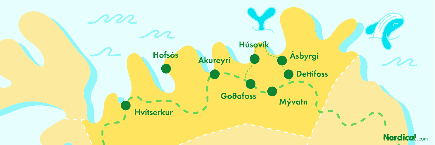 Carte du nord de l'Islande Nordical Travel