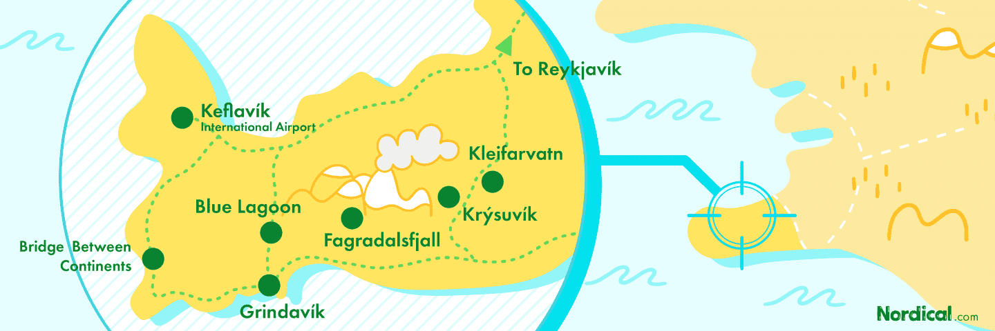 Karte von Reykjanes, Nordical Travel Island