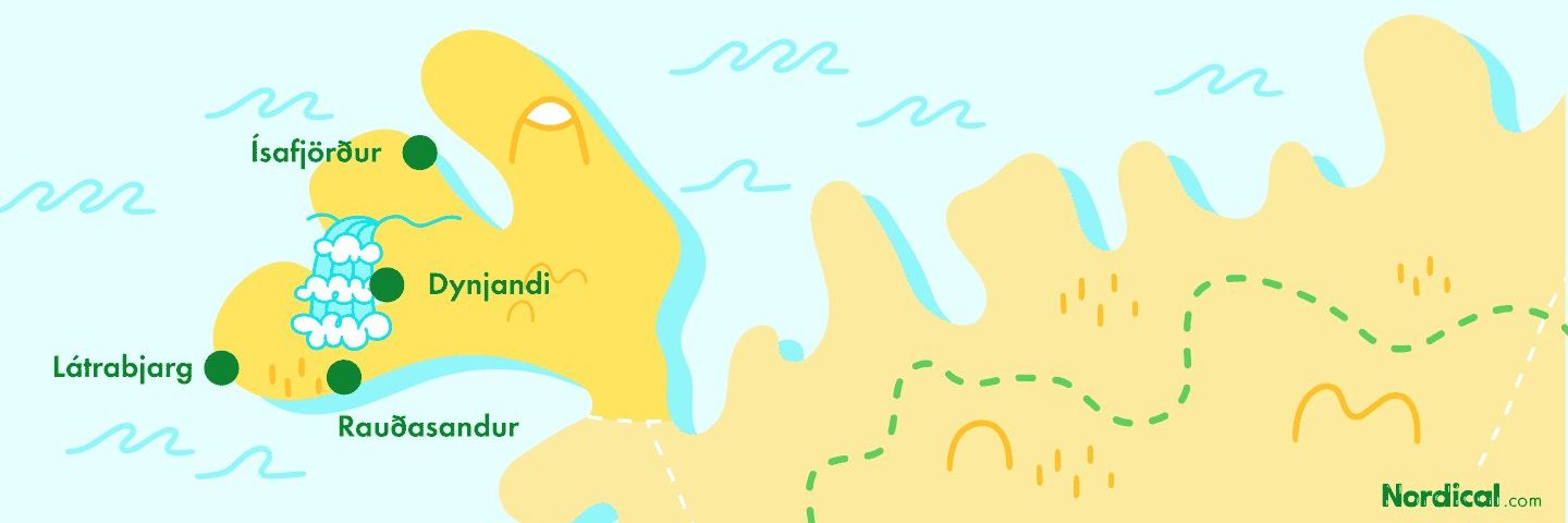 Carte des fjords de l'ouest en Islande Nordical Travel