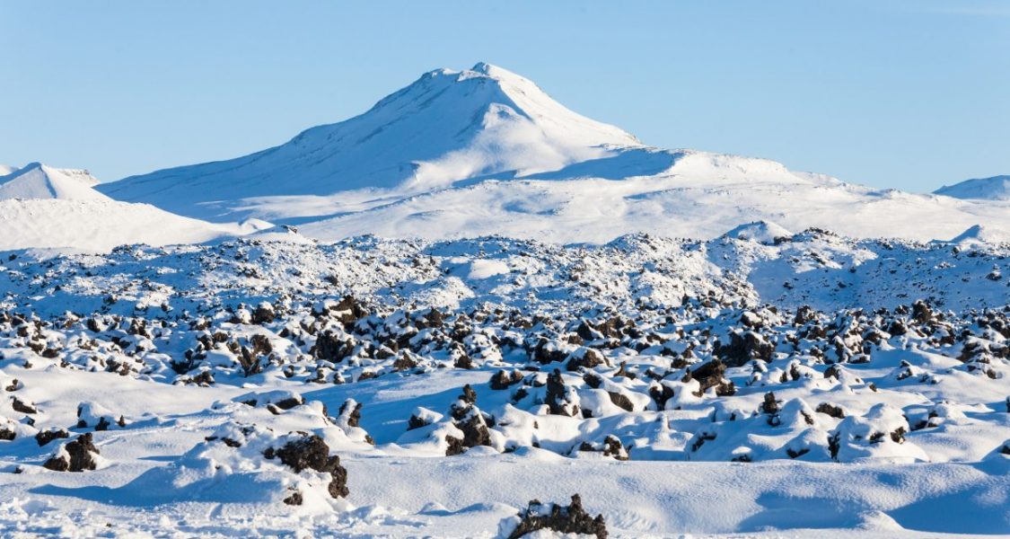 lava field in iceland in winter