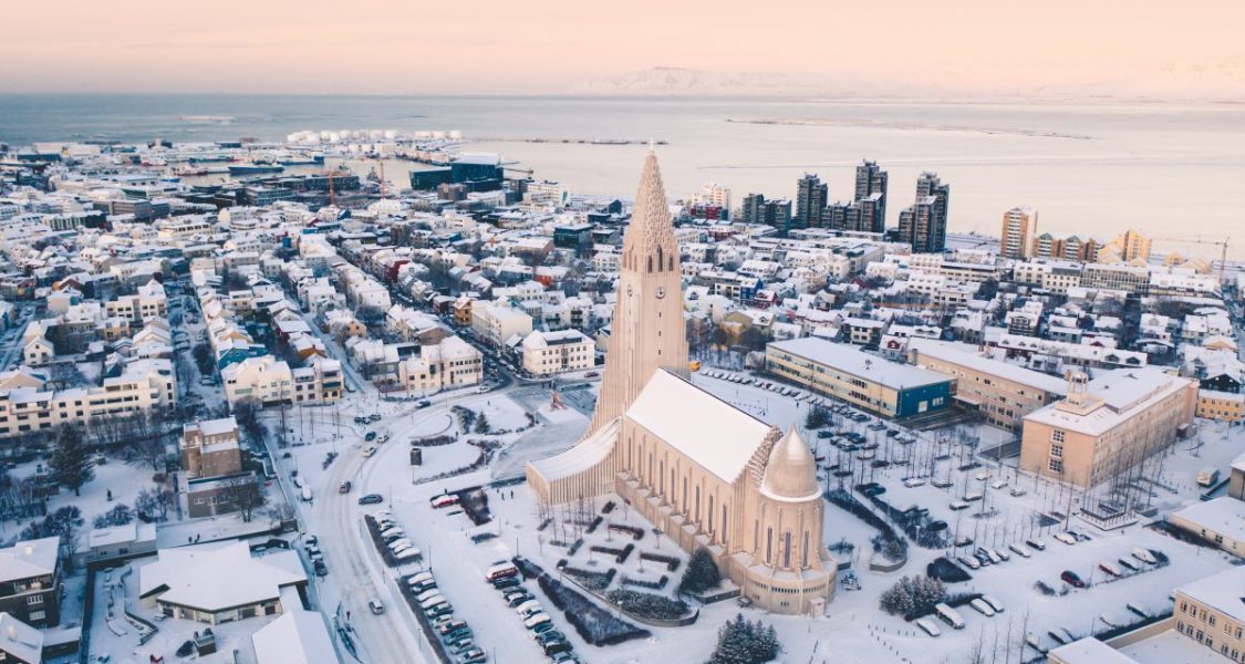 reykjavik vue du ciel en hiver